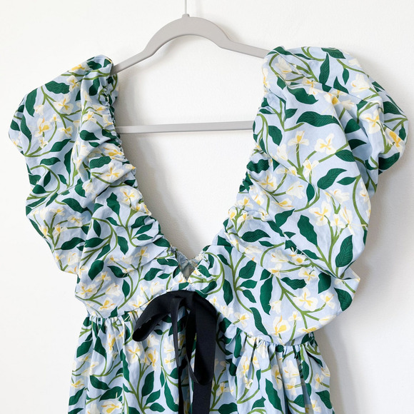 NWT Agua by Aguabendita Horizonte Gardenias Celeste Mini Dress Womens XS Floral - Picture 5 of 16